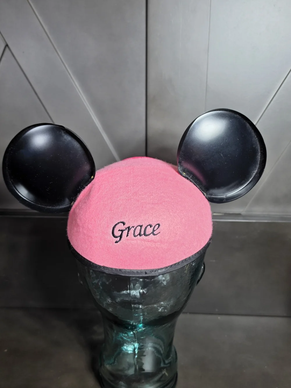 Walt Disney World Minnie Mouse Pink Ears Youth Hat Disney Parks Embroider GRACE